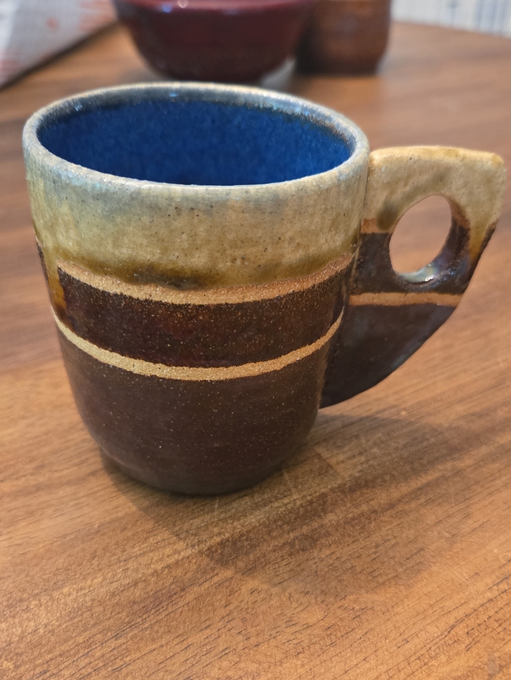 Handcrafted Ceramic Mug in Blue and Brown